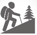 A silhouette figure depicts a hiker ascending a mountain trail, carrying a backpack.

KI-generierte Inhalte können fehlerhaft sein.